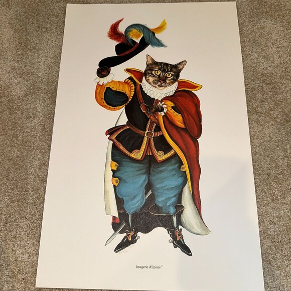 Imagerie D’Epinal-Le Chat Botte Puss in Boots Cat Print Artwork Fairy Tale - Picture 1 of 8